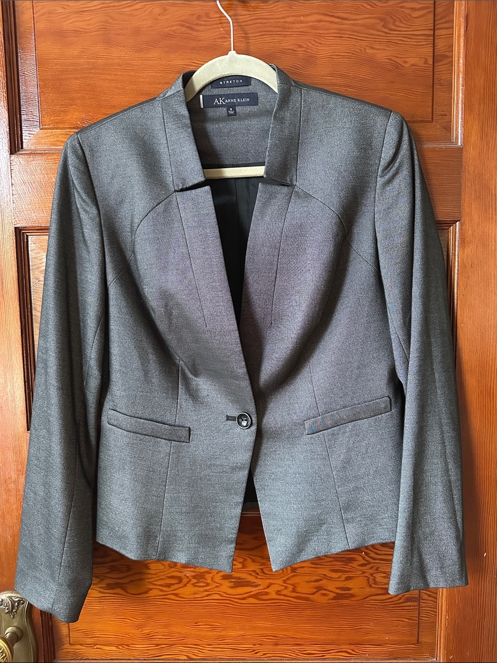 Anne Klein Charcoal Gray Women's Single-Button Jacket